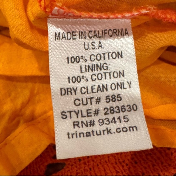 Y2K Vintage Trina Turk Orange Crochet Mini Dress size 4 EUC - Picture 11 of 11